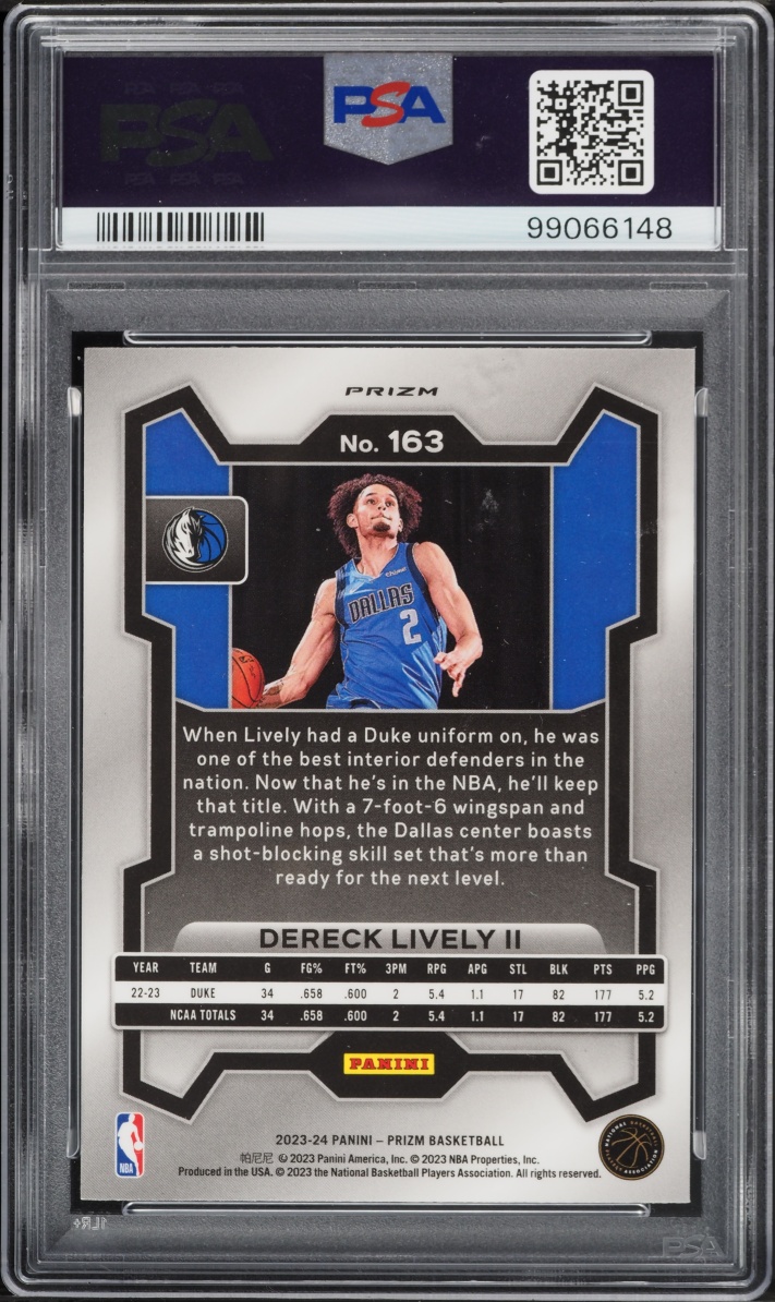 2023 Panini Prizm Silver Dereck Lively II ROOKIE #163 PSA 9 MINT