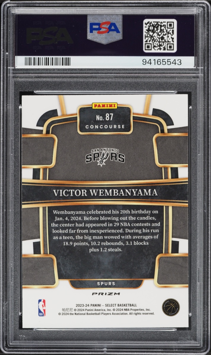 2023 Select Concourse Red Cracked Ice Prizm Victor Wembanyama ROOKIE #87 PSA 10 GEM MINT