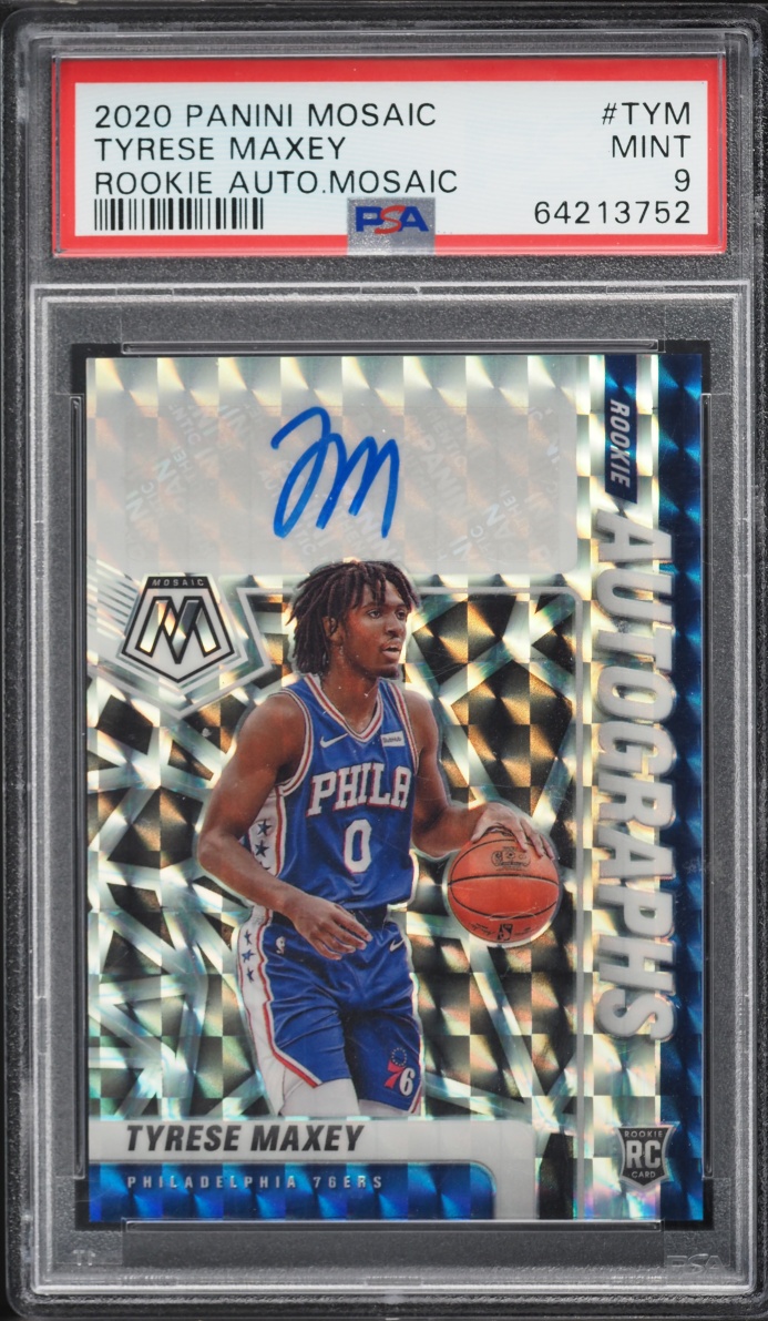 2020 Panini Mosaic Tyrese Maxey ROOKIE AUTO #RA-TYM PSA 9 MINT