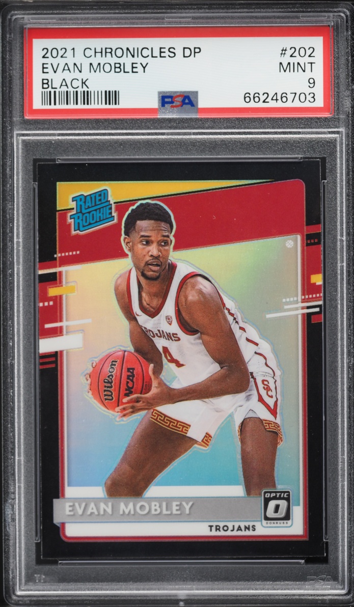 2021 Panini Chronicles Draft Picks Black Evan Mobley ROOKIE #202 PSA 9 MINT