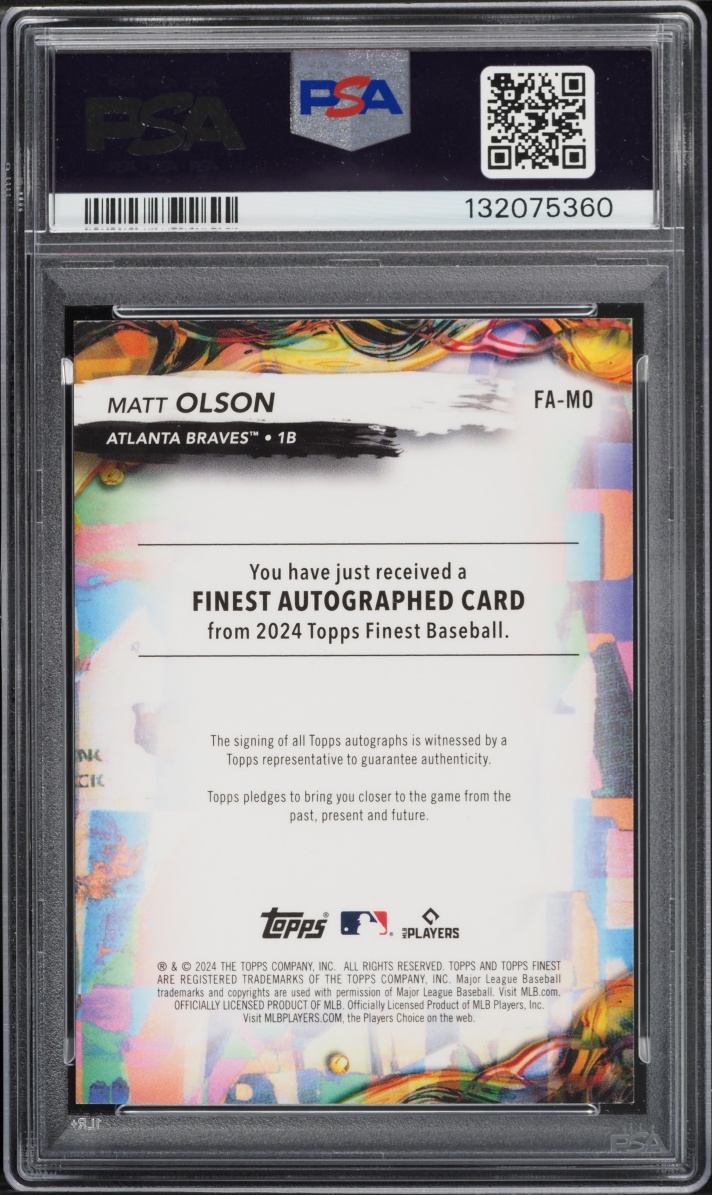 2024 Finest Gold Refractor Matt Olson AUTO DNA 10 /50 #FAMO PSA 10 GEM MINT