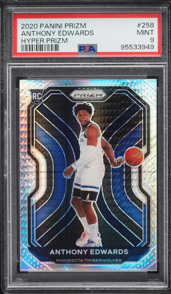 2020 Panini Prizm Hyper Anthony Edwards ROOKIE #258 PSA 9 MINT