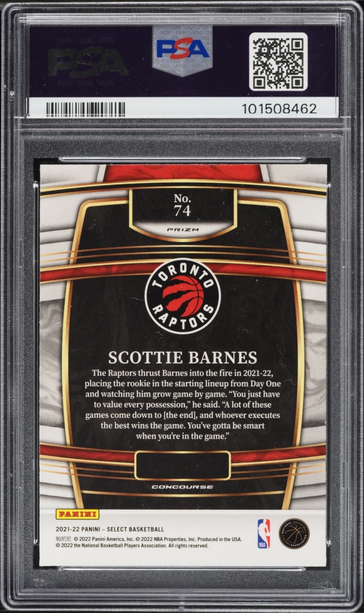 2021 Select Concourse Orange Flash Prizm Scottie Barnes ROOKIE #74 PSA 10 GEM MINT