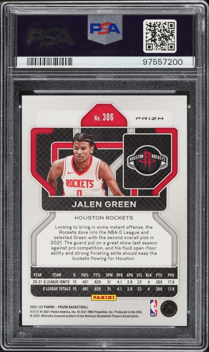 2021 Panini Prizm Factory Set Jalen Green ROOKIE #306 PSA 9 MINT