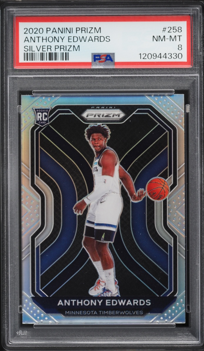 2020 Panini Prizm Silver Anthony Edwards ROOKIE #258 PSA 8 NM-MT