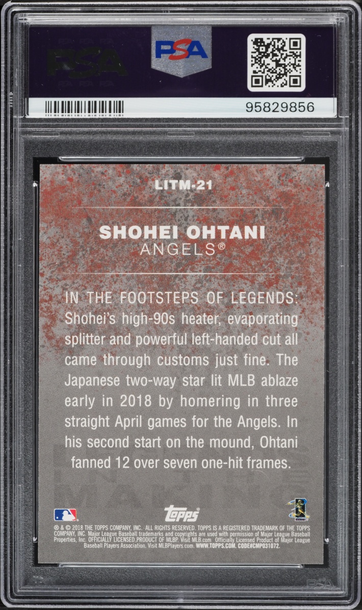2018 Topps Update Legends In The Making Shohei Ohtani ROOKIE #LITM-21 PSA 10 GEM MINT