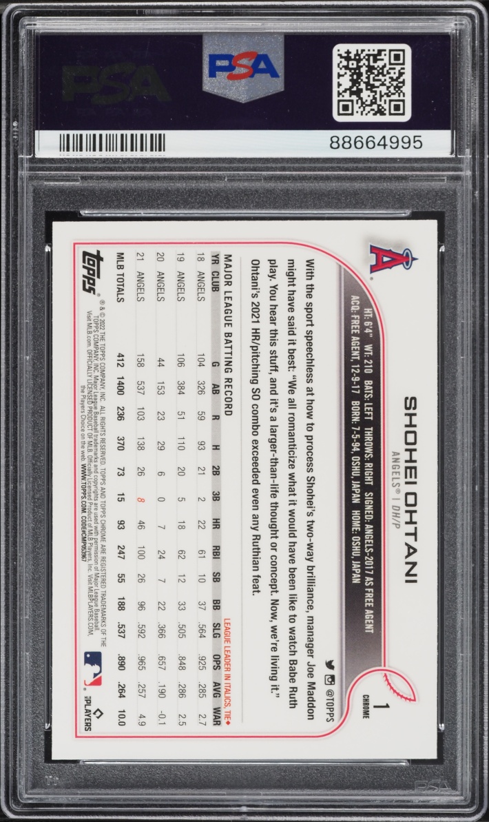 2022 Topps Chrome Pink Refractor Shohei Ohtani #1 PSA 9 MINT