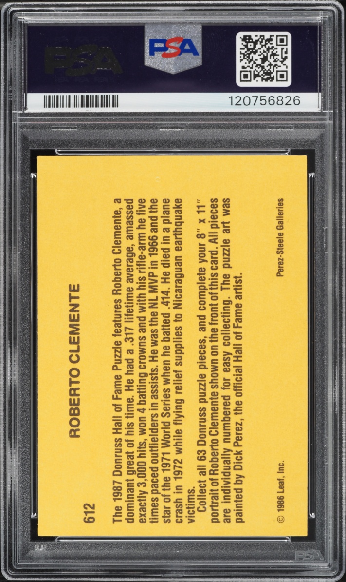 1987 Donruss Roberto Clemente #612 PSA 9 MINT