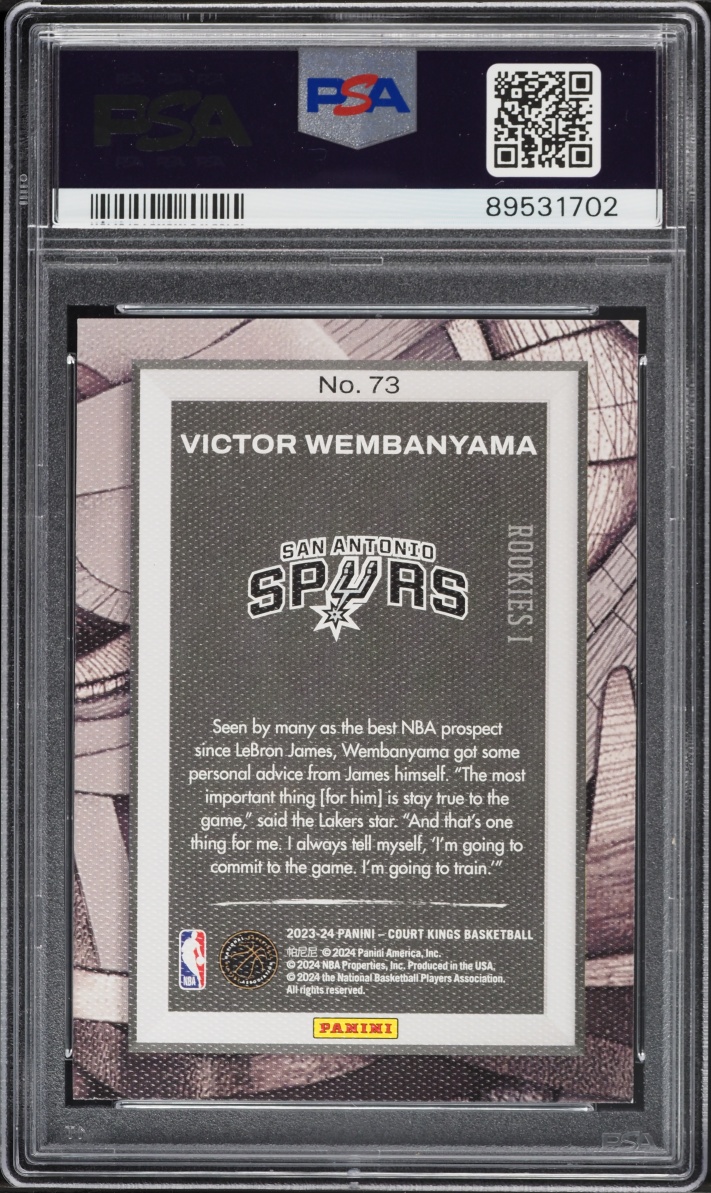 2023 Panini Court Kings Victor Wembanyama ROOKIE #73 PSA 9 MINT