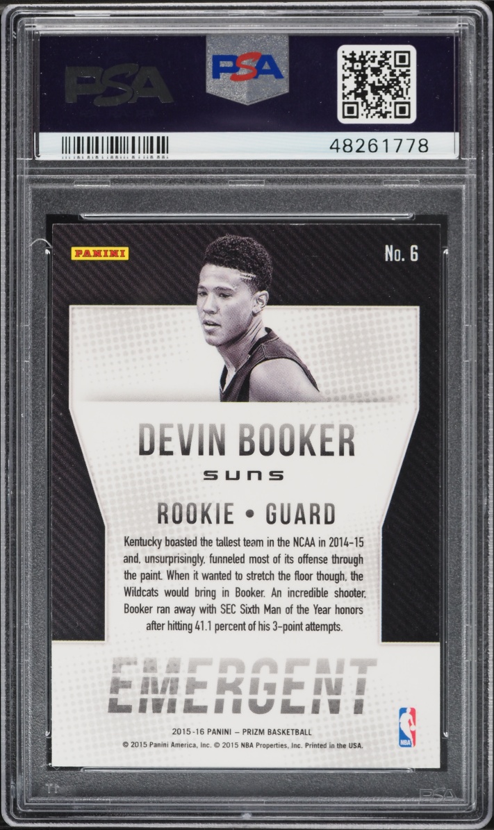 2015 Panini Prizm Emergent Devin Booker ROOKIE #6 PSA 9 MINT
