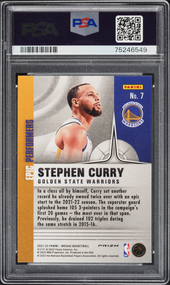 2021 Panini Mosaic Epic Performers Stephen Curry #7 PSA 9 MINT