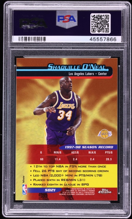 1998 Topps Chrome Season's Best Refractor Shaquille O'Neal #SB21 PSA 10 GEM MINT