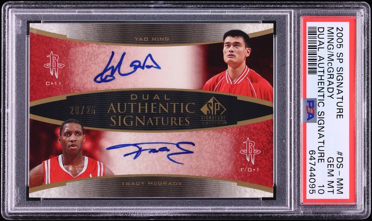 2005 SP Signature Dual Authentic Yao Ming Tracy McGrady AUTO /25 #DS-MM PSA 10 GEM MINT