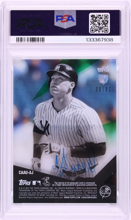 2017 Topps Clearly Authentic Green Aaron Judge ROOKIE AUTO DNA 10 /99 #CAAU-AJ PSA 8 NM-MT