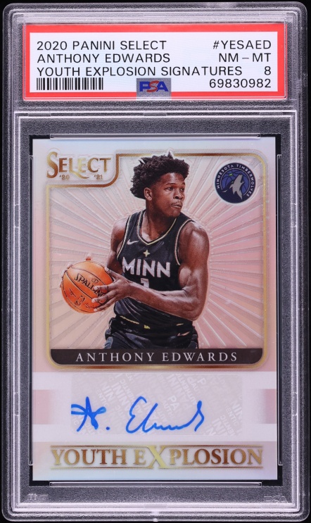 2020 Select Youth Explosion Anthony Edwards ROOKIE AUTO #YES-AED PSA 8 NM-MT