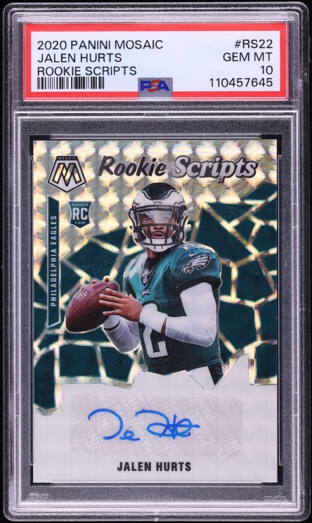 2020 Panini Mosaic Scripts Jalen Hurts ROOKIE AUTO #RS22 PSA 10 GEM MINT