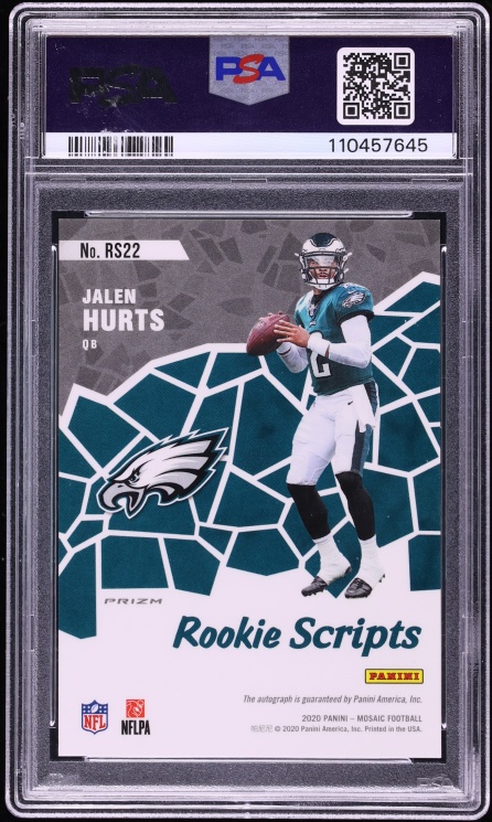 2020 Panini Mosaic Scripts Jalen Hurts ROOKIE AUTO #RS22 PSA 10 GEM MINT