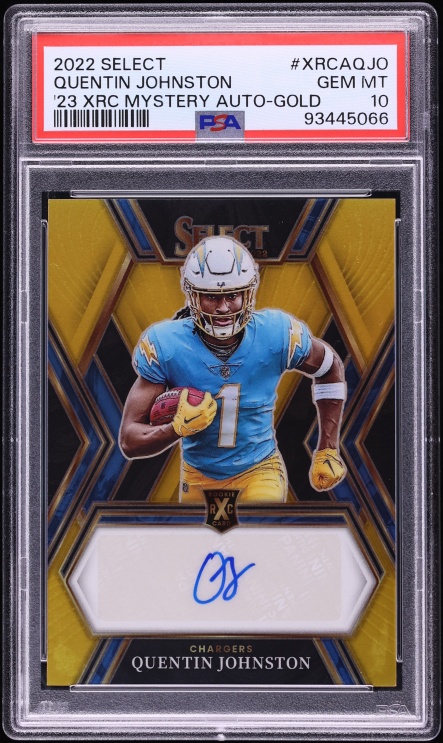 2022 Select '23 XRC Prizm Mystery Redemption Gold Quentin Johnston ROOKIE AUTO /10 PSA 10 GEM