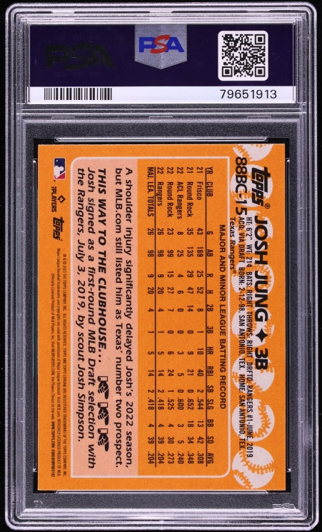 2023 Topps Chrome '88 Josh Jung ROOKIE #88BC-15 PSA 10 GEM MINT