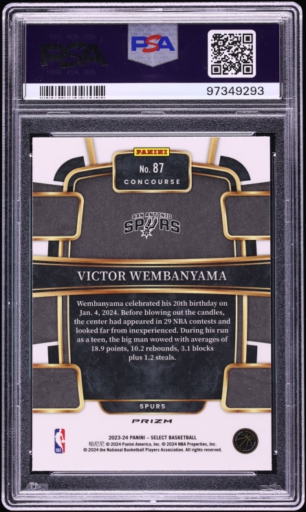 2023 Select Concourse Red Cracked Ice Prizm Victor Wembanyama ROOKIE #87 PSA 10 GEM MINT