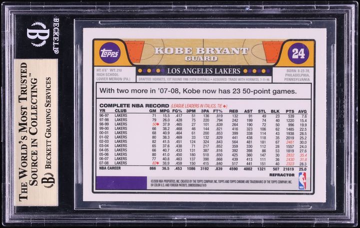 2008 Topps Chrome Refractor Kobe Bryant w/ LeBron James #24 BGS 9.5 GEM MINT