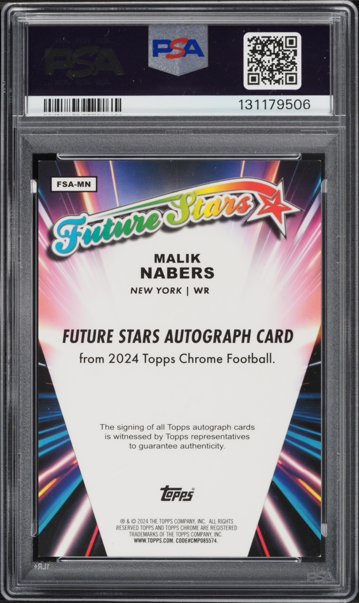 2024 Topps Chrome Future Stars Blue Refractor Malik Nabers ROOKIE AUTO /150 #FSA-MN PSA 8 NM-MT