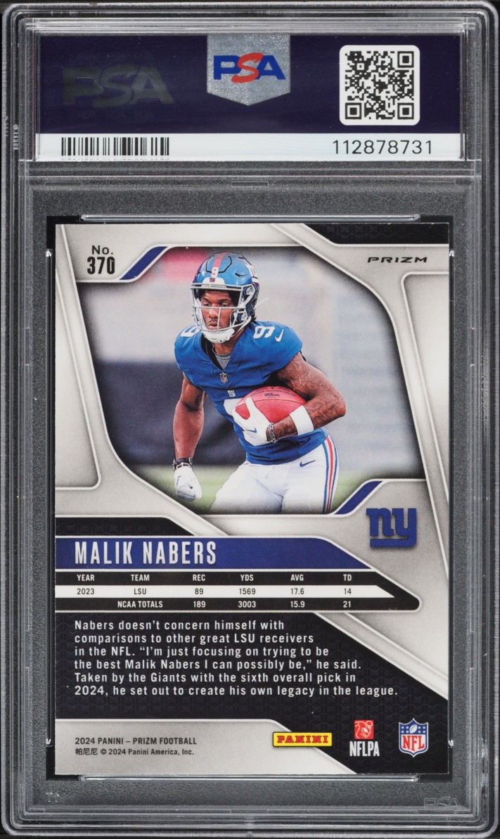 2024 Panini Prizm Lazer Malik Nabers ROOKIE #370 PSA 9 MINT