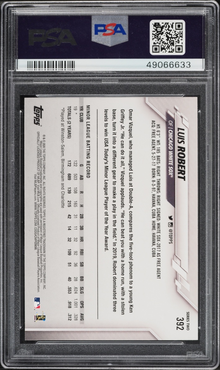2020 Topps Luis Robert ROOKIE #392 PSA 9 MINT