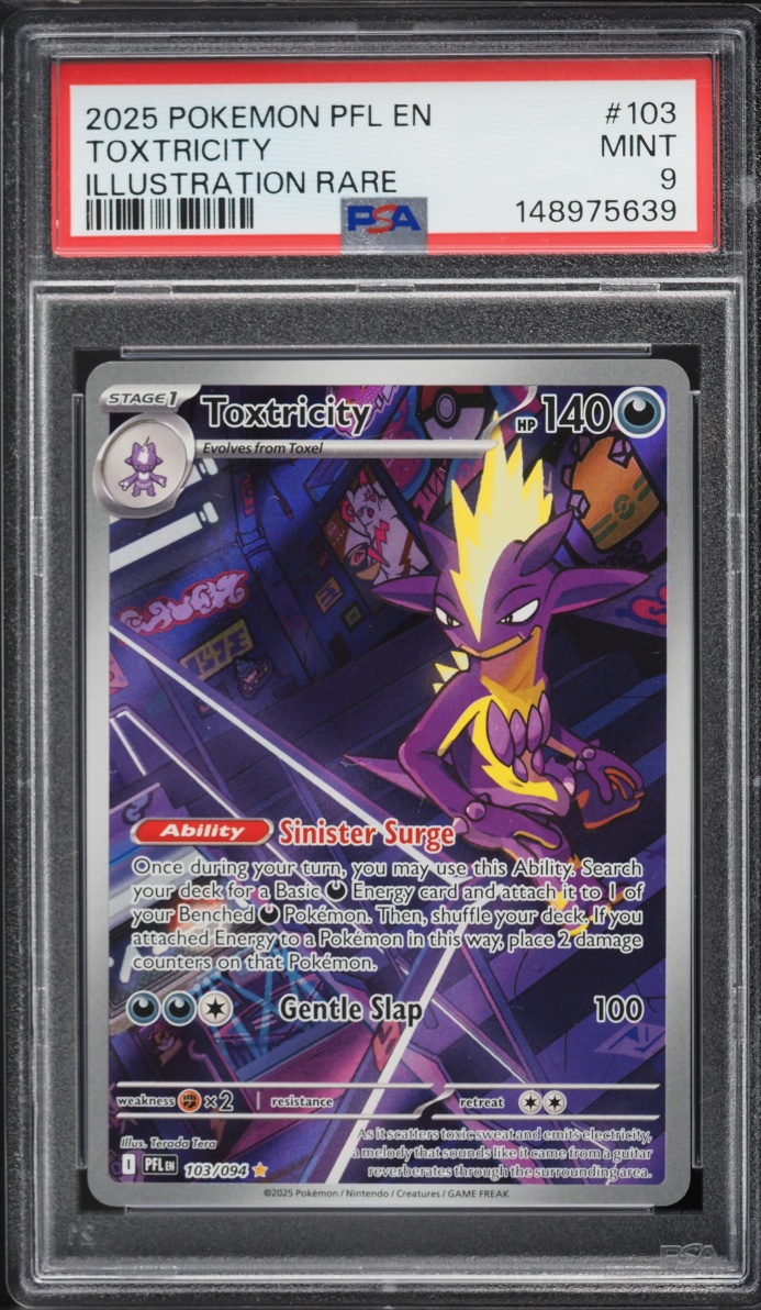 2025 Pokemon Mega Evolution Phantasmal Flames IR Toxtricity #103 PSA 9 MINT