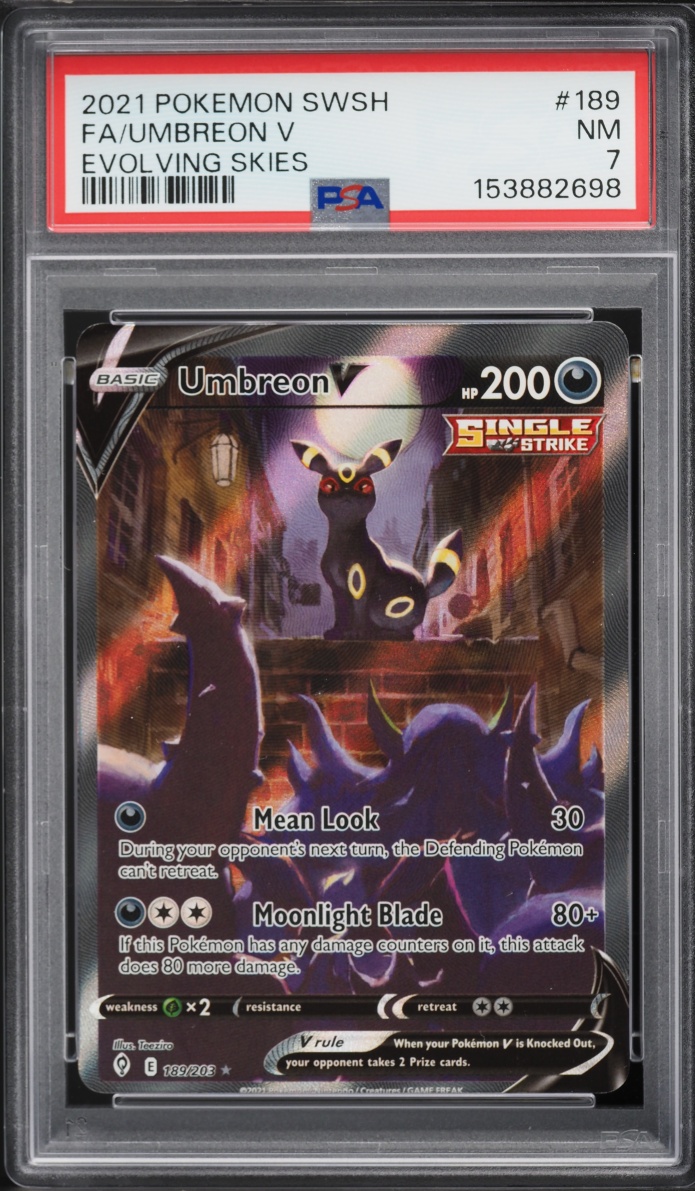 2021 Pokemon Sword & Shield Evolving Skies Full Art Umbreon V #189 PSA 7 NRMT