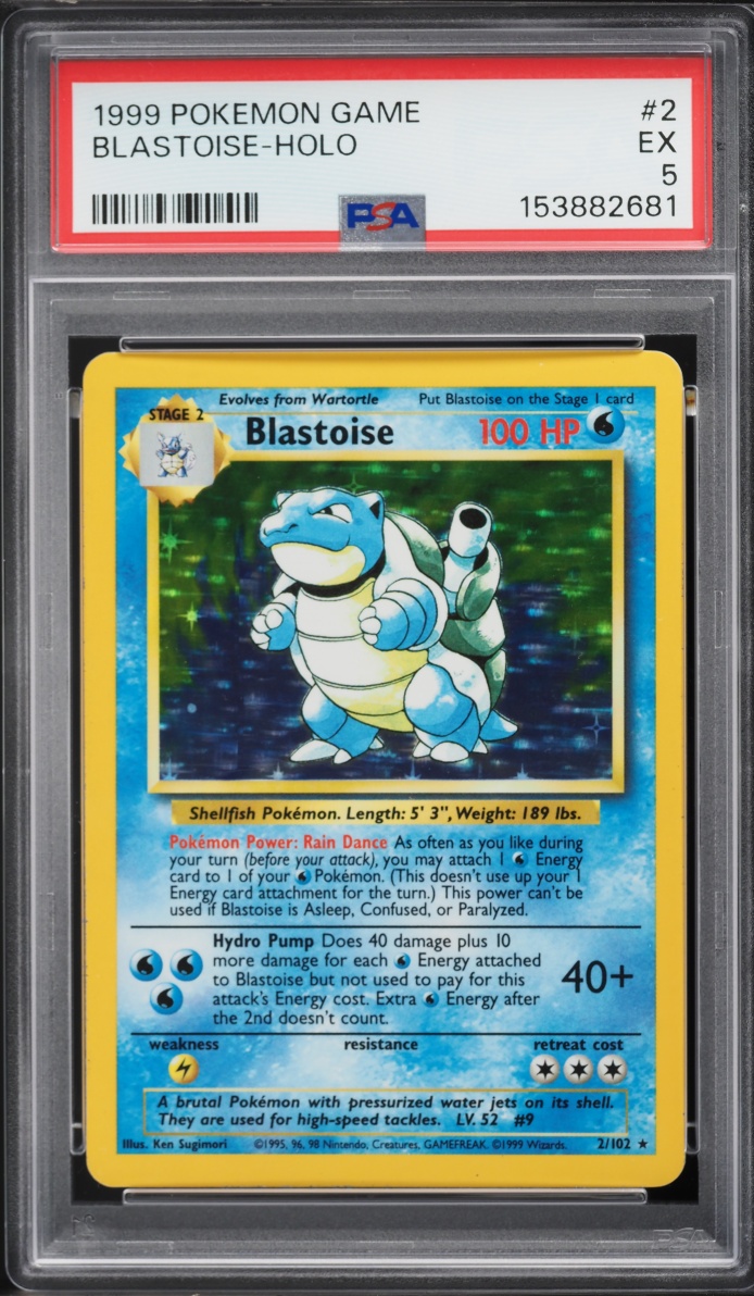 1999 Pokemon Base Set Holo Blastoise #2 PSA 5 EX