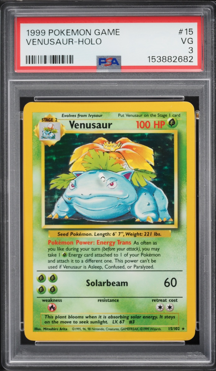 1999 Pokemon Base Set Holo Venusaur #15 PSA 3 VG