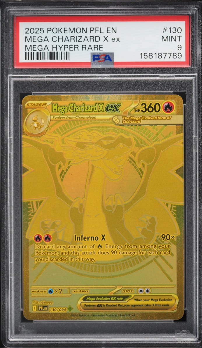2025 Pokemon Mega Evolution Phantasmal Flames MHR Mega Charizard X ex #130 PSA 9 MINT
