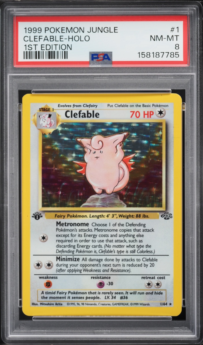 1999 Pokemon Jungle 1st Edition Holo Clefable #1 PSA 8 NM-MT