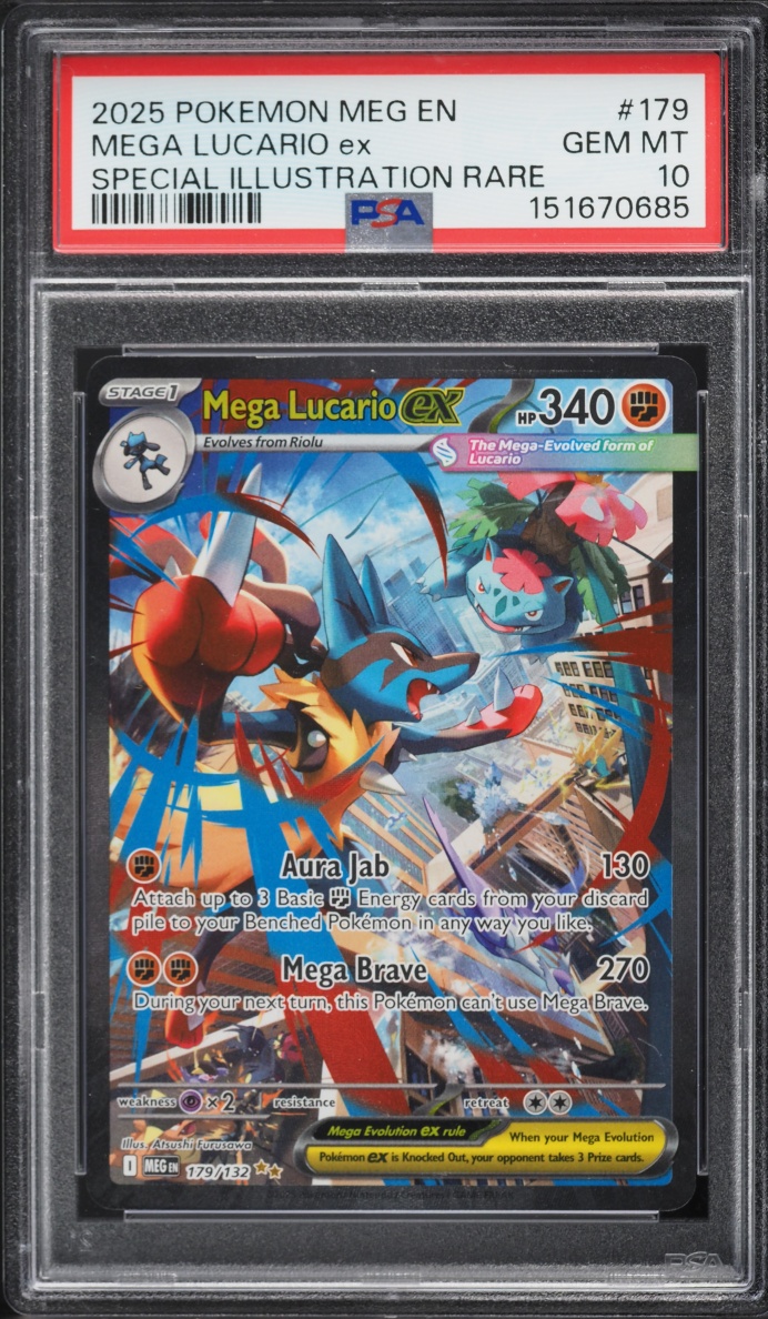 2025 Pokemon Mega Evolution SIR Mega Lucario EX #179 PSA 10 GEM MINT