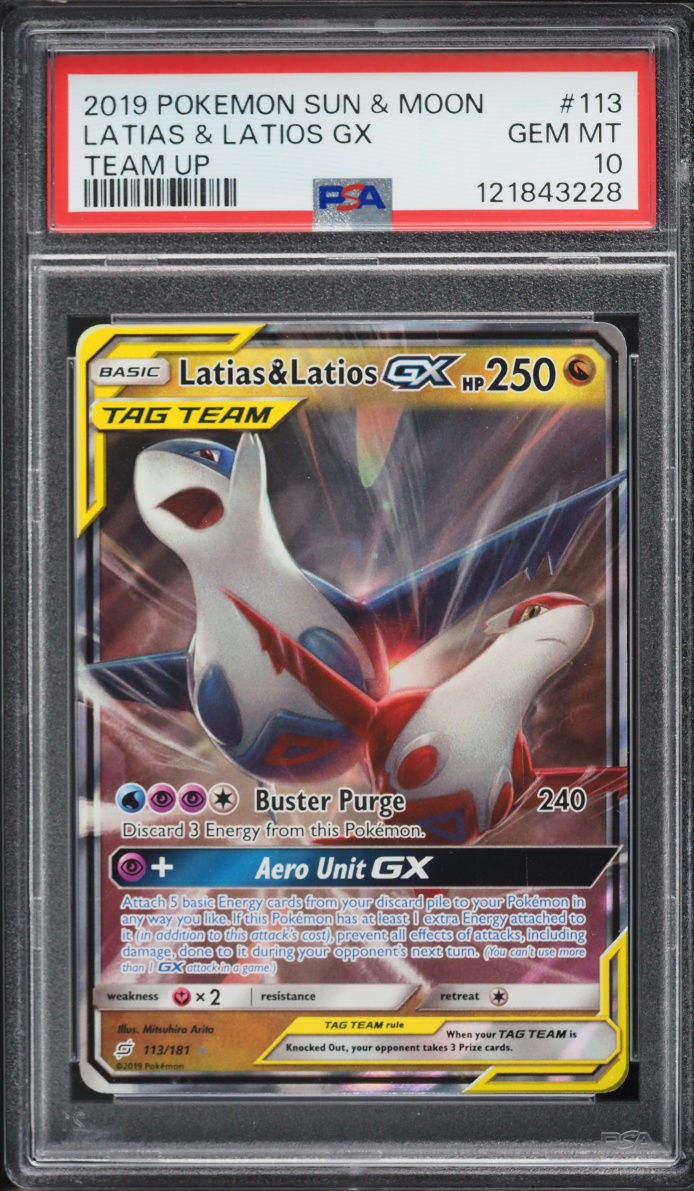 2019 Pokemon Sun & Moon Team Up Holo Latias & Latios GX #113 PSA 10 GEM MINT