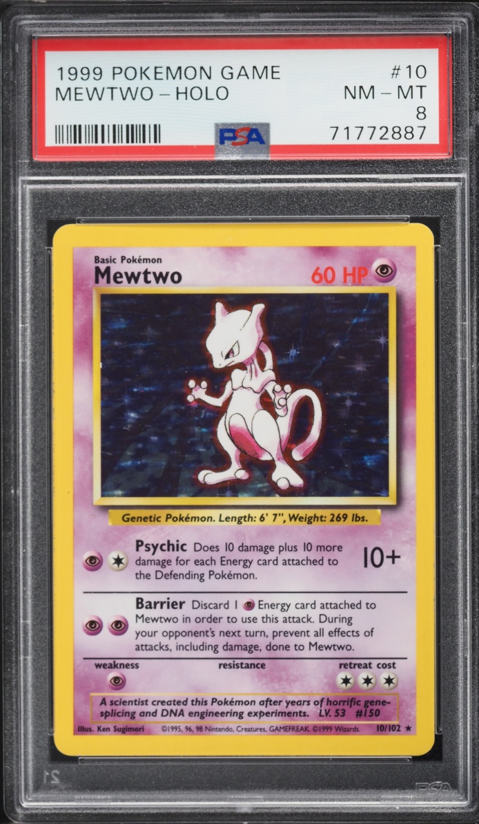 1999 Pokemon Base Set Holo Mewtwo #10 PSA 8 NM-MT