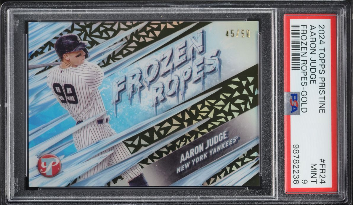 2024 Topps Pristine Frozen Ropes Gold Aaron Judge /50 #FR24 PSA 9 MINT
