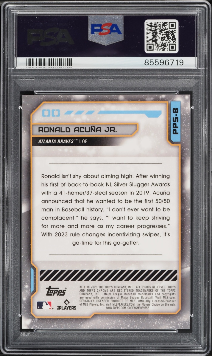 2023 Topps Chrome Cosmic Planetary Pursuit Sun Ronald Acuna Jr. #PPS-8 PSA 9 MINT