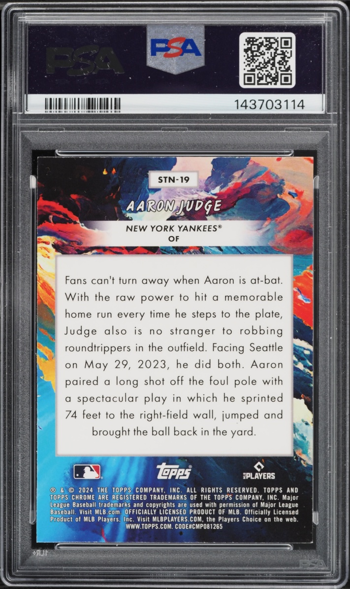 2024 Topps Cosmic Chrome Stars In The Night Aaron Judge #19 PSA 9 MINT