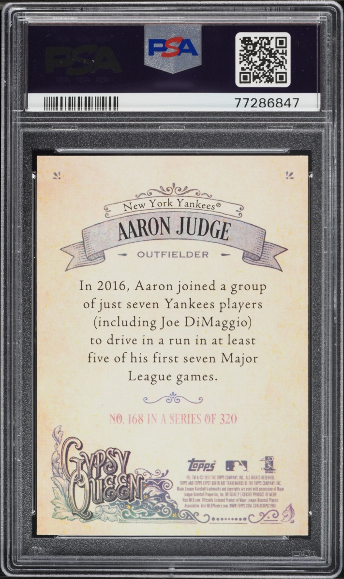 2017 Topps Gypsy Queen w/ Cap Aaron Judge ROOKIE #168 PSA 9 MINT