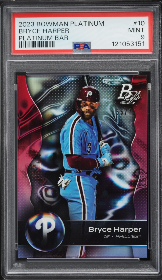 2023 Bowman Platinum Bar Bryce Harper /75 #10 PSA 9 MINT