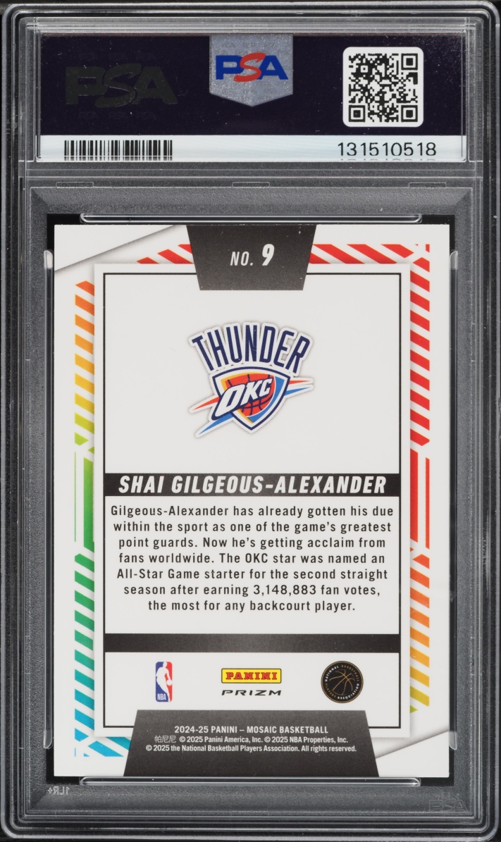 2024 Panini Mosaic Razzle Dazzle Prizm Shai Gilgeous-Alexander #9 PSA 10 GEM MINT
