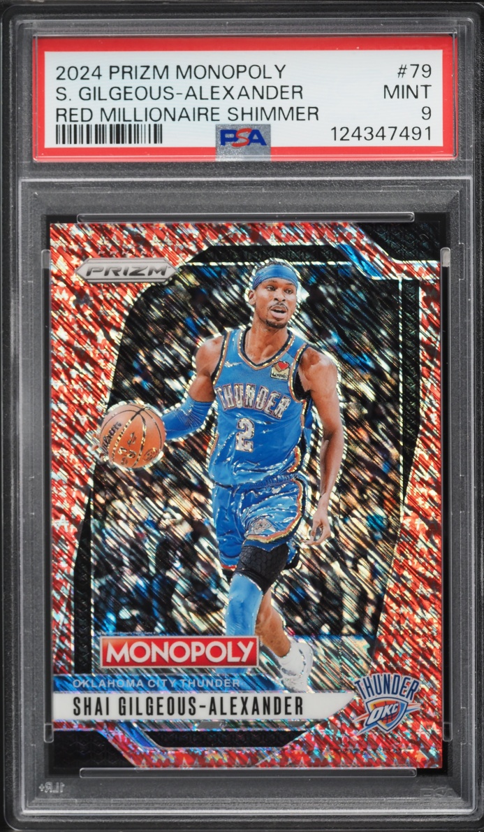 2024 Panini Prizm Monopoly Red Millionaire Shimmer Shai Gilgeous-Alexander /100 #79 PSA 9 MINT