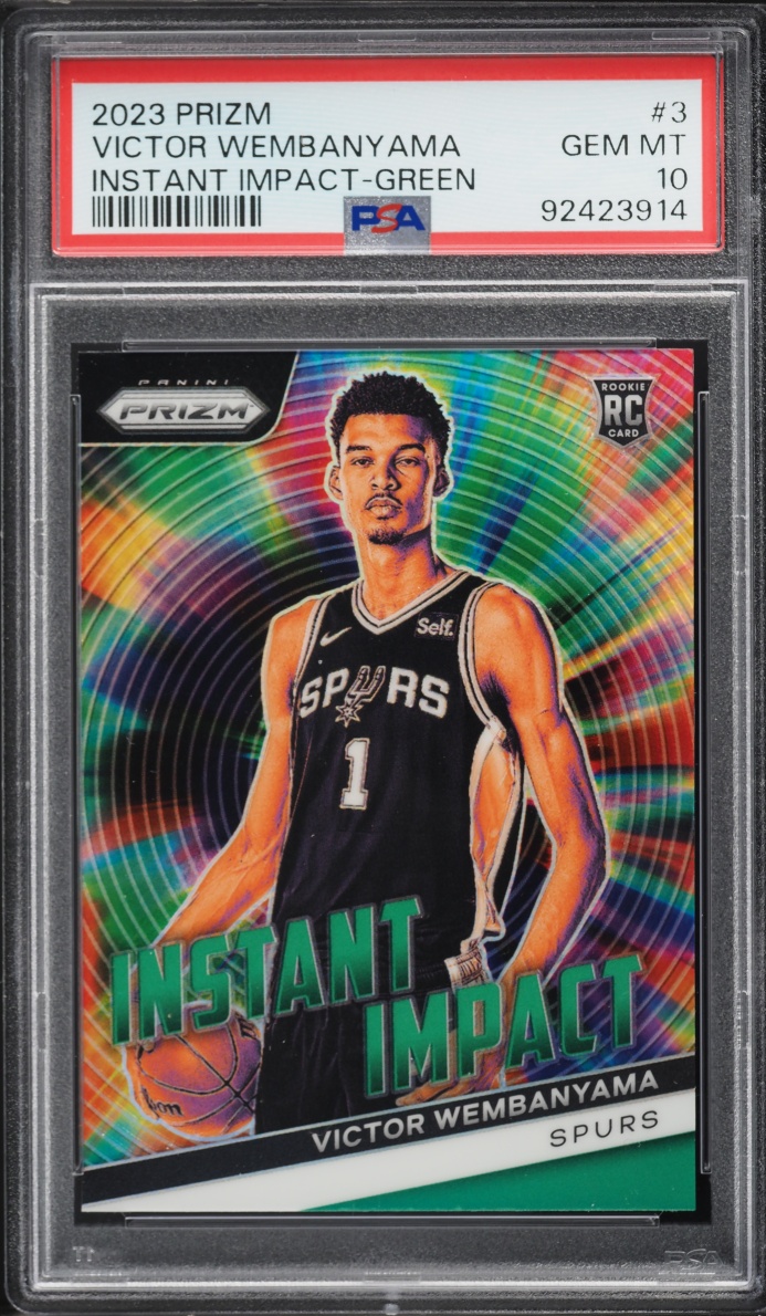 2023 Panini Prizm Instant Impact Green Victor Wembanyama ROOKIE #3 PSA 10 GEM MINT