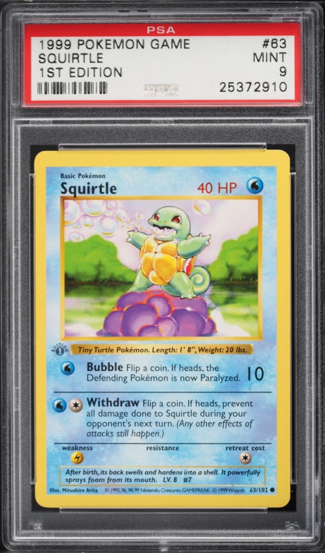 1999 Pokemon Base Set Shadowless 1st Edition Caterpie #45 PSA 9