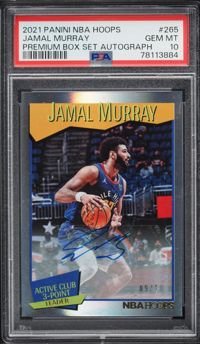 2021 Panini NBA Hoops Premium Box Set Jamal Murray AUTO /10 #265 PSA 10 GEM MINT