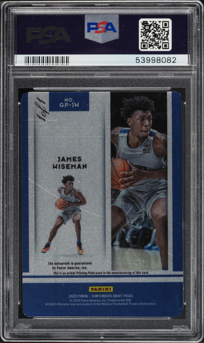 2020 Panini Contenders Game Day Prospect Ticket James Wiseman ROOKIE AUTO DNA 10 1/1 PSA AUTH
