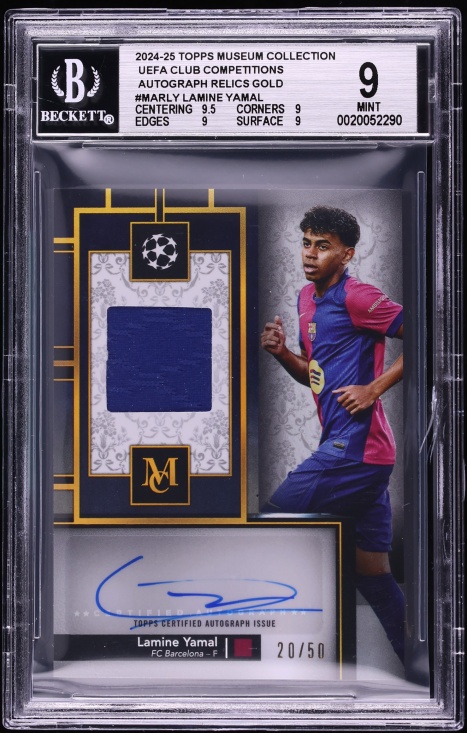 2024 Topps Museum Collection UEFA CC AUTO Gold Lamine Yamal PATCH AUTO /50 #MARLY BGS 9 MINT