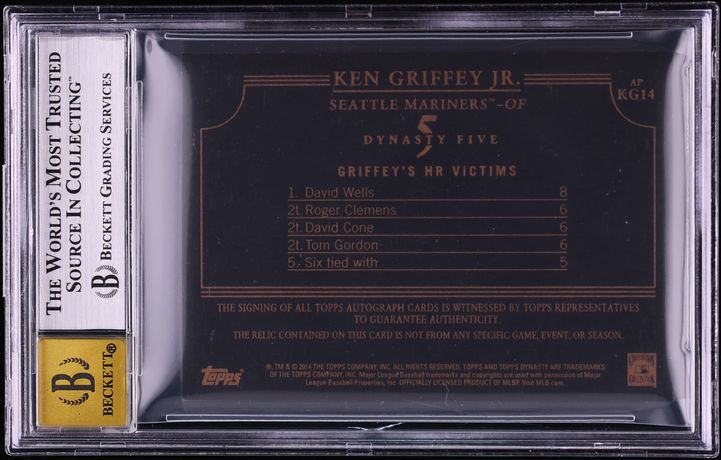 2014 Topps Dynasty Ken Griffey Jr. PATCH AUTO /10 #AP-KG14 BGS 9 MINT